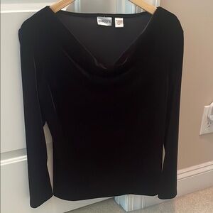 Chico's Elegant velour  Black Cowl Neck Top